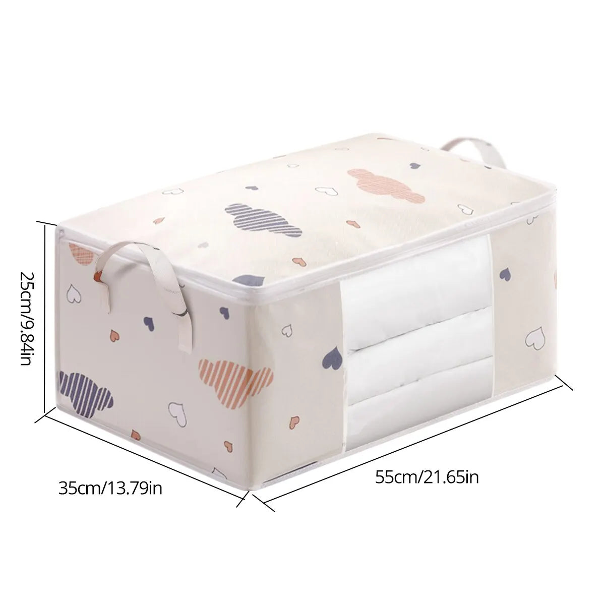 Schéma des dimensions de la housse de rangement RangeMalin : 55 x 35 x 25 cm